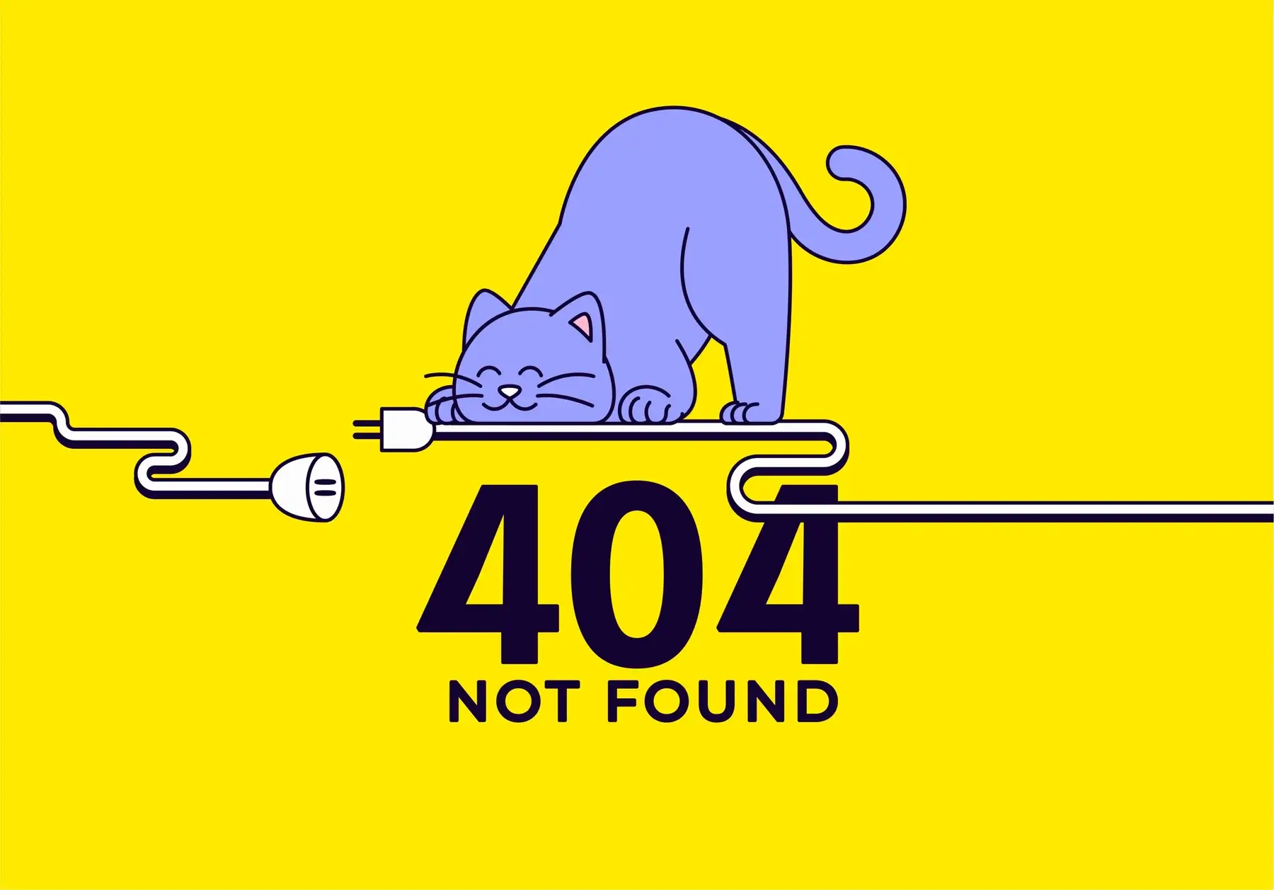 Illustration of a confused cat on a 404 error page UI