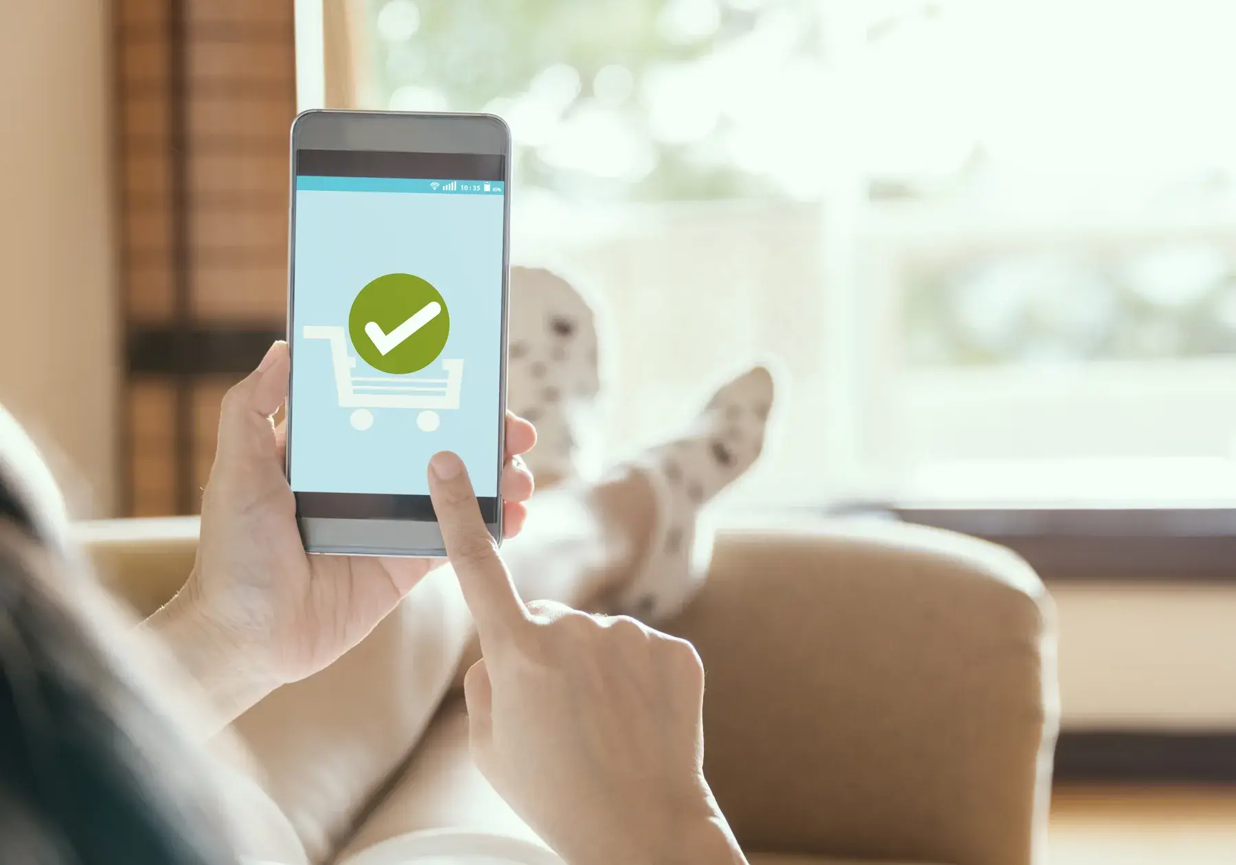 User successfully completing a mobile checkout, illustrating smooth UX driving conversions and sales